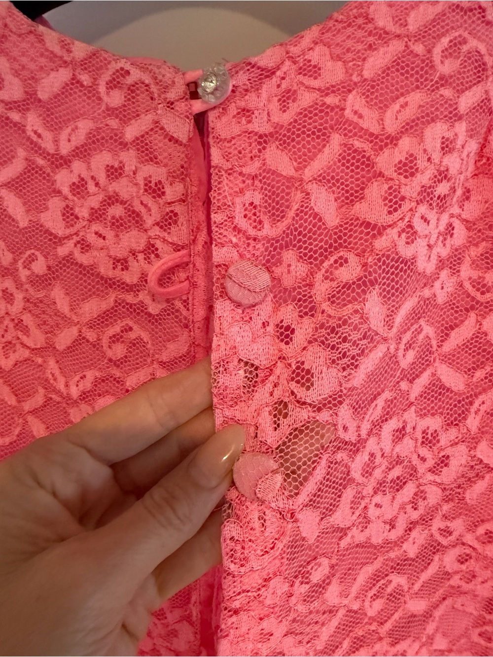 Vintage Pink Lace Midi Dress - Picture 3 of 3